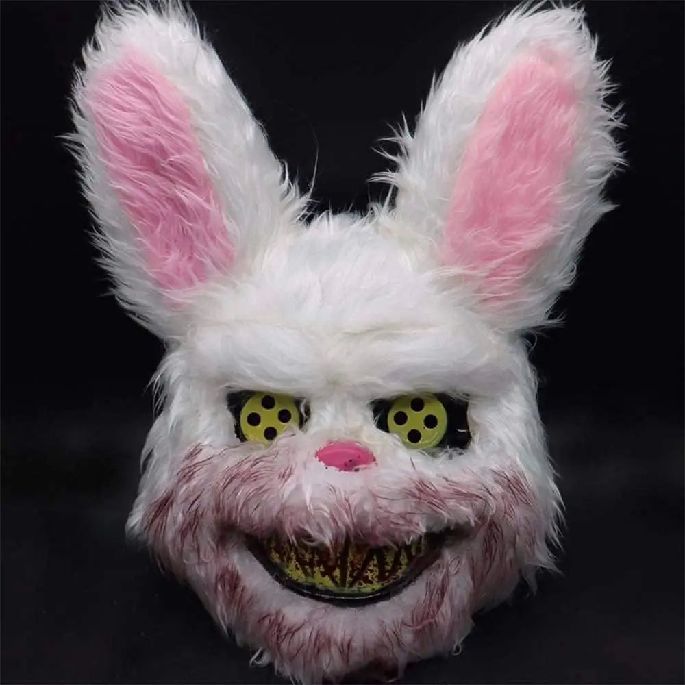 Luminous Halloween Scary Mask Bear Rabbit Bunny Mask, Bloody Plush Head Mask, Cosplay Costume Props Halloween Party Itaewon 이태원