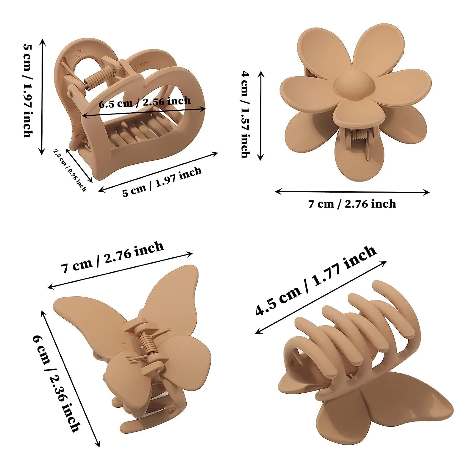 Flower Cute Hair Claw Clips - 4Pcs Flower Hair Clip Nonslip Strong Hold Hair 3 Inch Matte Small Flowers Claw Clips for Women and Girls Transparent