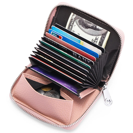 Small Wallet for Women, RFID Blocking Credit Card Holder Zipper Card Case Wallet