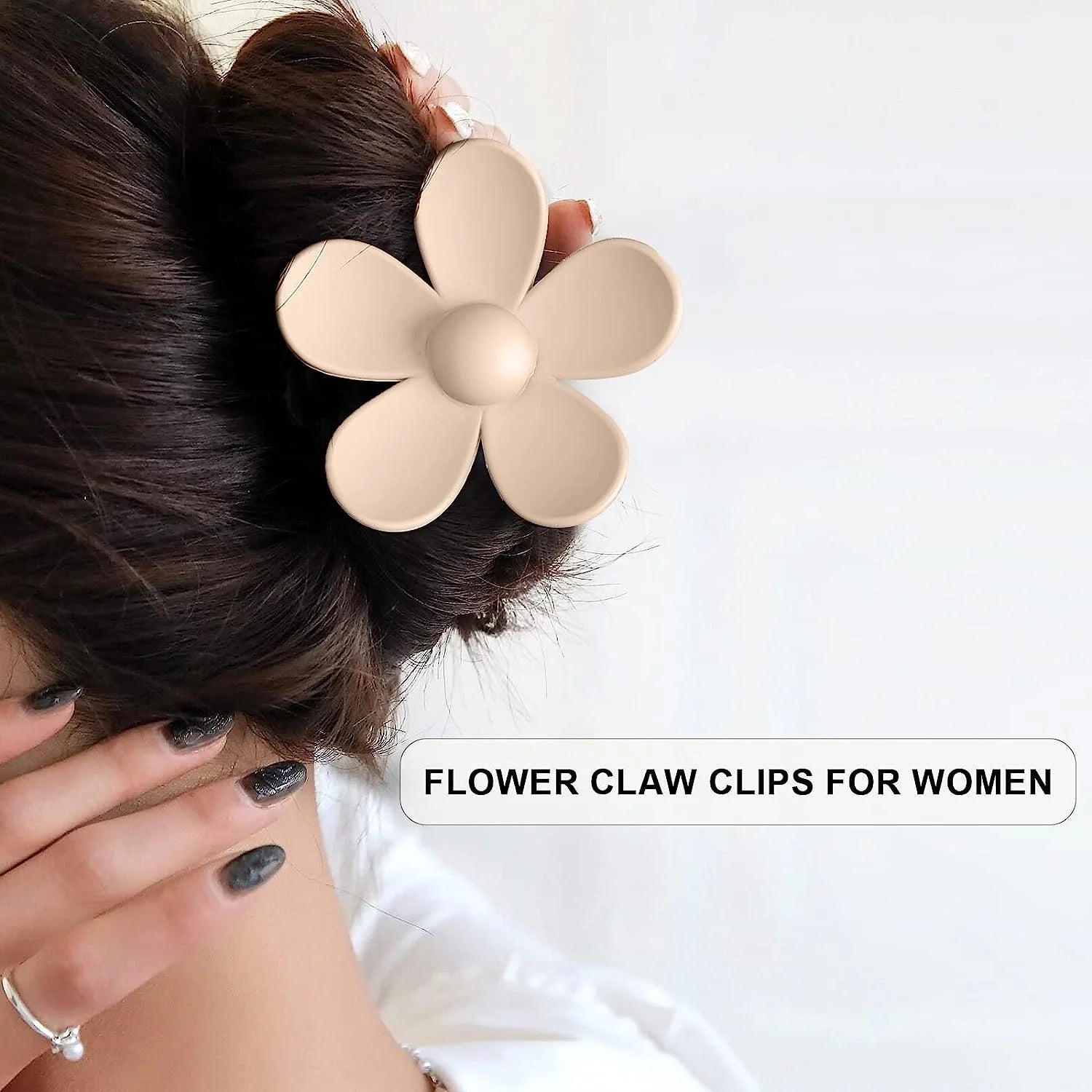 Flower Cute Hair Claw Clips - 4Pcs Flower Hair Clip Nonslip Strong Hold Hair 3 Inch Matte Small Flowers Claw Clips for Women and Girls Transparent